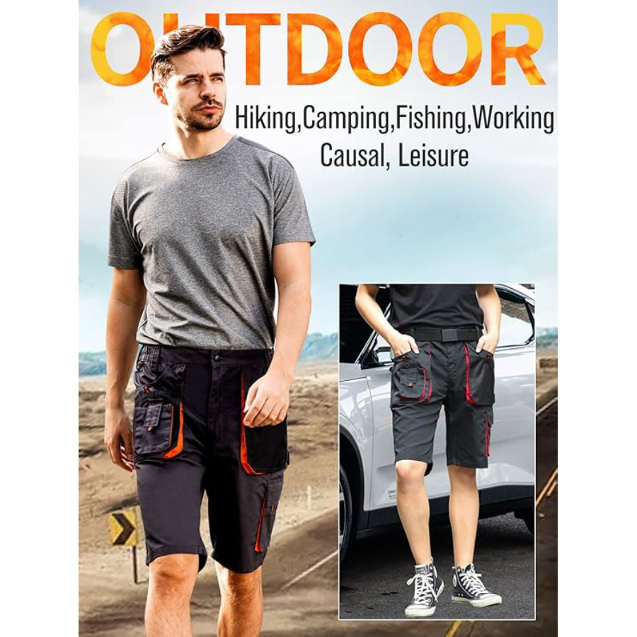 WORK IDEA Men's Work Cargo Shorts Outdoor Multi-Pocket Workwear Hiking Camping Travel Golf Causal