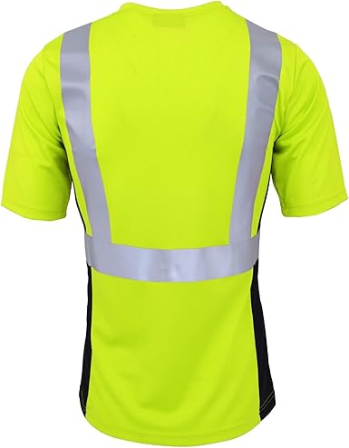 WORK IDEA Safety T Shirt for Women Reflective Tape High Visibility Shirt Work Construction Short Sleeve