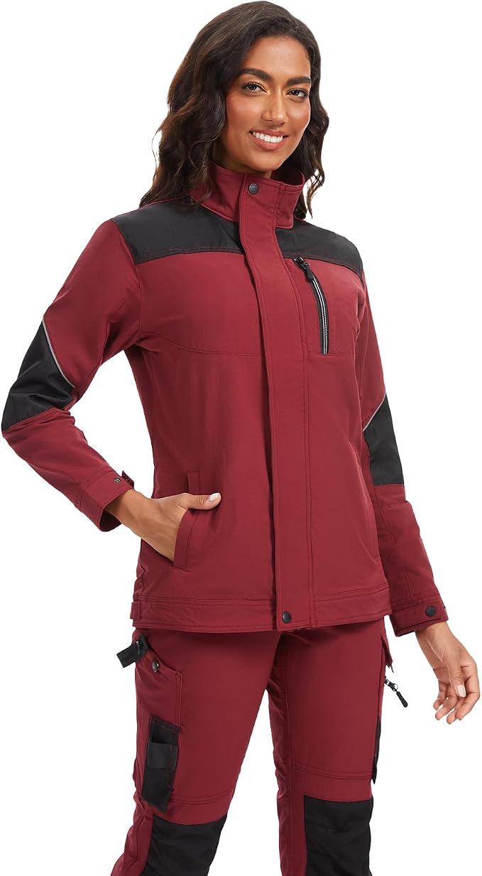 WORK IDEA Damen Slim-Fit Stretch Arbeitsjacke: Strategisch verstärkt– professionelle Eleganz mit modernem Komfort