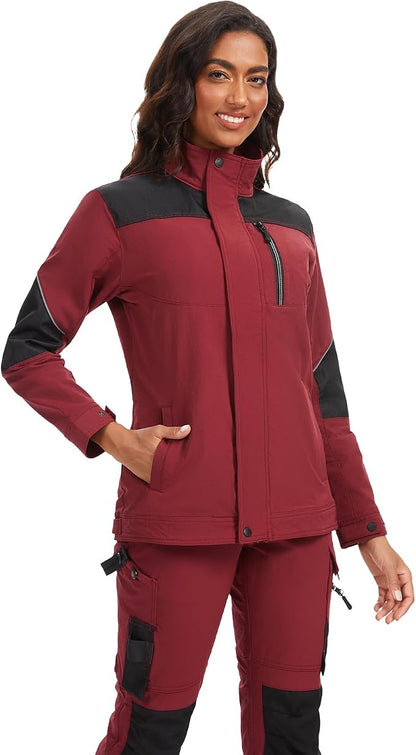 WORK IDEA Damen Slim-Fit Stretch Arbeitsjacke: Strategisch verstärkt– professionelle Eleganz mit modernem Komfort