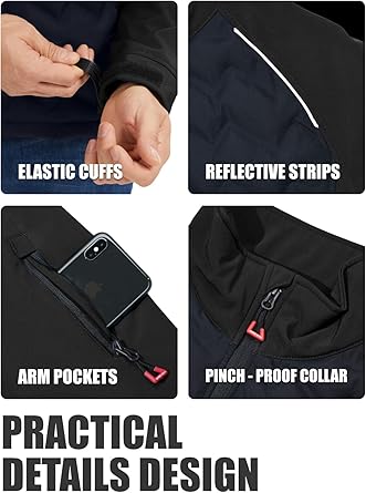 WORK IDEA Men’s High-Performance Quilted Jacket - Reflective Safety Trim, Weatherproof Design, Full-Zip Work Coat
