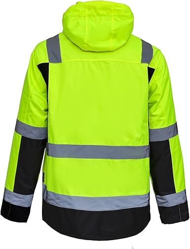 WORK IDEA High Visibility Reflective Jackets for Men Hi Vis Weatherproof 4- in-1 Convertible Rain Coat/Thermal Vest