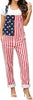 WORK IDEA Women's American Flag Overalls - 250th Anniversary Patriotic USA Stretch Cotton Bibs 4th of July