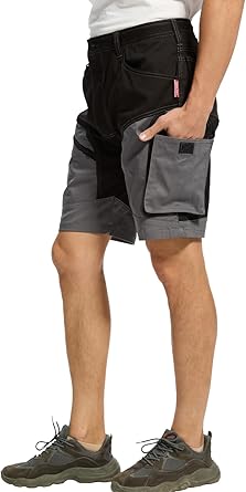 WORK IDEA Men's 10 Inch Cotton Work Shorts Strench with Utility Pockets
