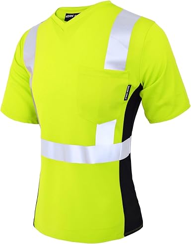 WORK IDEA Safety T Shirt for Women Reflective Tape High Visibility Shirt Work Construction Short Sleeve