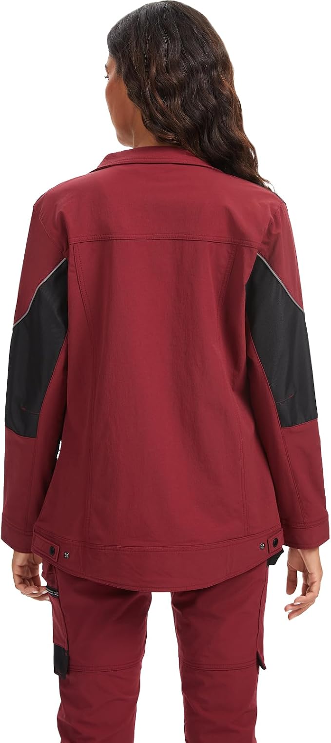 WORK IDEA Damen Slim-Fit Stretch Arbeitsjacke: Strategisch verstärkt– professionelle Eleganz mit modernem Komfort