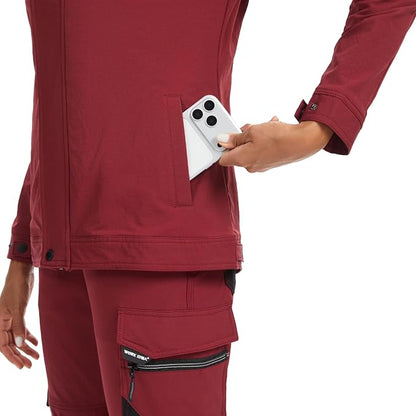 WORK IDEA Damen Slim-Fit Stretch Arbeitsjacke: Strategisch verstärkt– professionelle Eleganz mit modernem Komfort