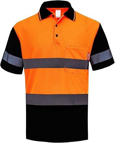 WORK IDEA Polo Shirt for Men High Visibility Reflective Work Shirt with Pockets for Construction