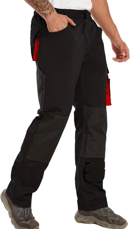 WORK IDEA Men's Rugged Work Pants Canvas Cargo Pants with Knee Pad Pockets