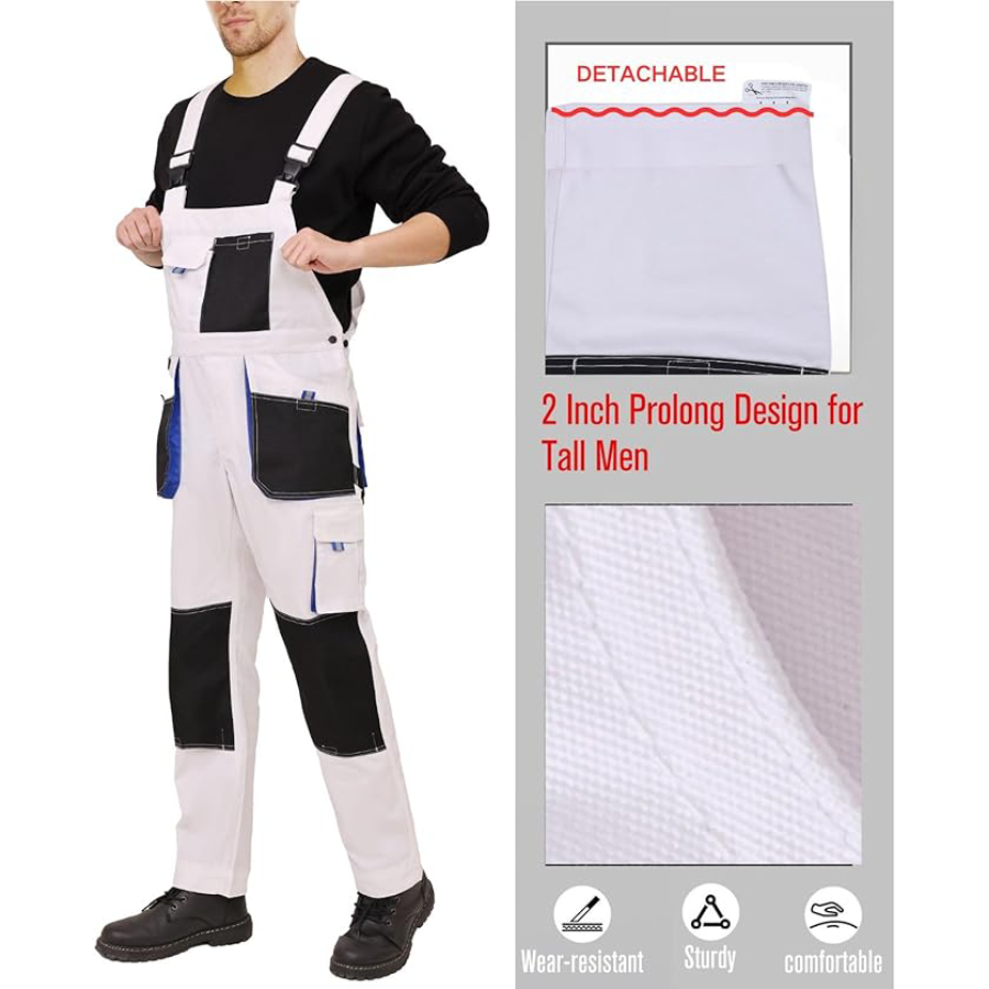 WORK IDEA Men's Bib Overalls Work Overalls with Knee Pad Pockets