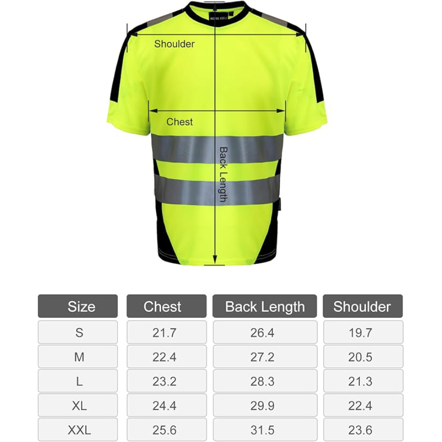 WORK IDEA Hi Vis Reflective Safety Shirts for Men Short Sleeve Mens Construction Work Class 2 Shirt