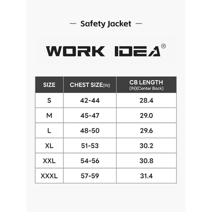 WORK IDEA Men's Safety Jacket High Visibility Reflective Softshell Jacket Hi-Vis Waterproof and Windbreaker with Fleece Lined