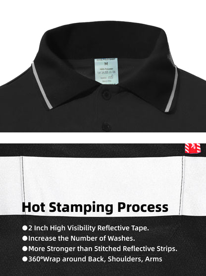 WORK IDEA Polo Shirt for Men High Visibility Reflective Work Shirt with Pockets for Construction