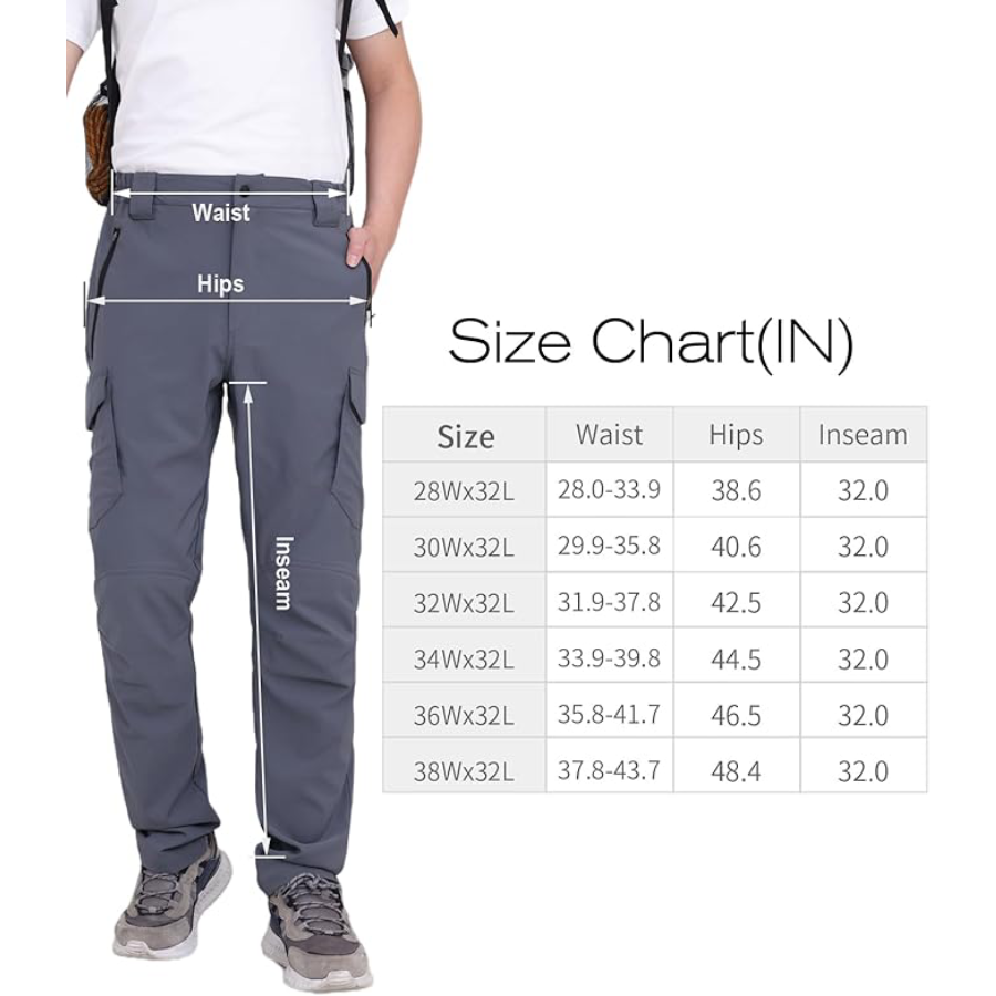 WORK IDEA Men's Hiking Pants Strench Waterproof Lightweight Outdoor Fishing Pants with Cargo Pockets