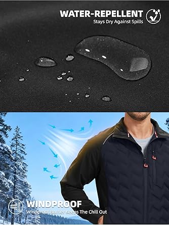 WORK IDEA Men’s High-Performance Quilted Jacket - Reflective Safety Trim, Weatherproof Design, Full-Zip Work Coat