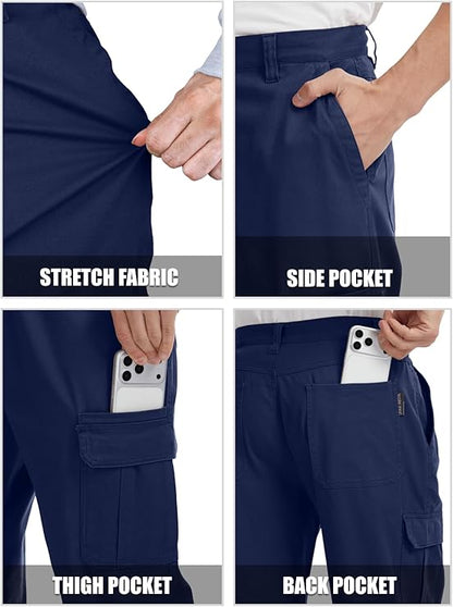 WORK IDEA Men's Cargo Stretch Short, Classic Style, Relaxed Fit Work Shorts