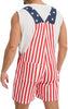 WORK IDEA Men's American Flag Overall Shorts - 250th Anniversary Patriotic USA Stretch Cotton 4th of July
