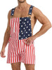 WORK IDEA Men's American Flag Overall Shorts - 250th Anniversary Patriotic USA Stretch Cotton 4th of July