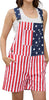 WORK IDEA Women's American Flag Overall Shorts - 250th Anniversary Patriotic USA Stretch Cotton 4th of July
