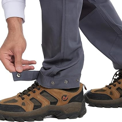 WORK IDEA Men's Hybrid Outdoor Pants - Canvas & Stretch Nylon Hiking Trousers with Side Vents, Reinforced Knees for Camping