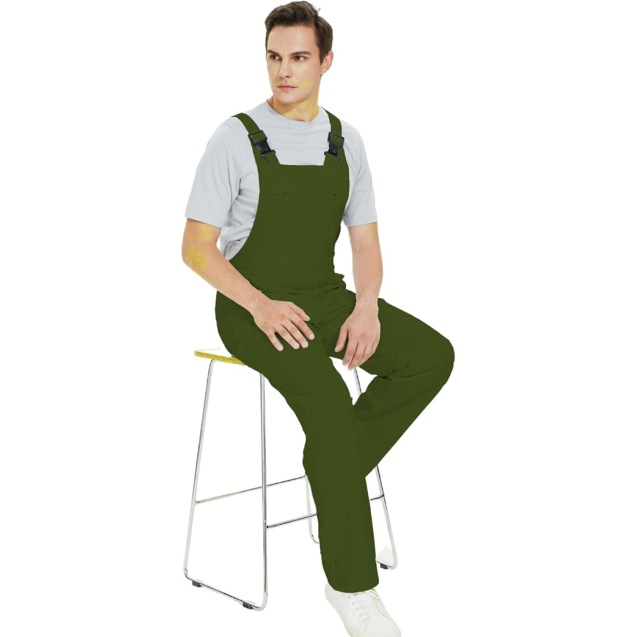 WORK IDEA Men's Bib Overalls Workwear Fashion Lightweight Jumpsuit with Pockets