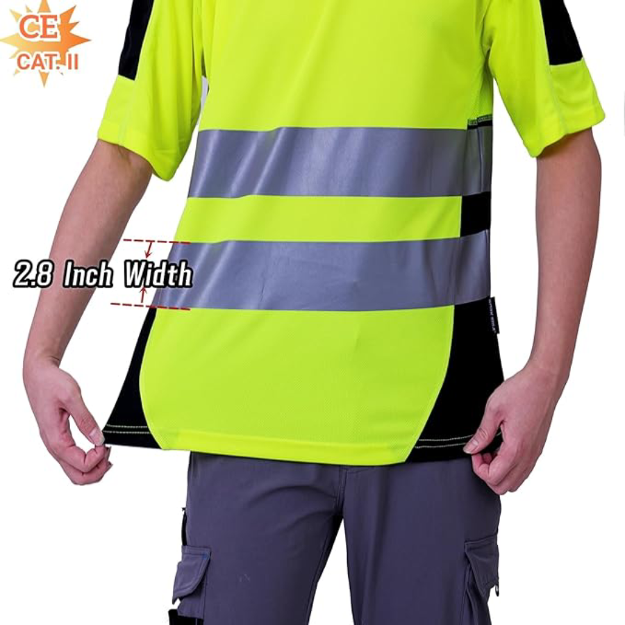 WORK IDEA Hi Vis Reflective Safety Shirts for Men Short Sleeve Mens Construction Work Class 2 Shirt