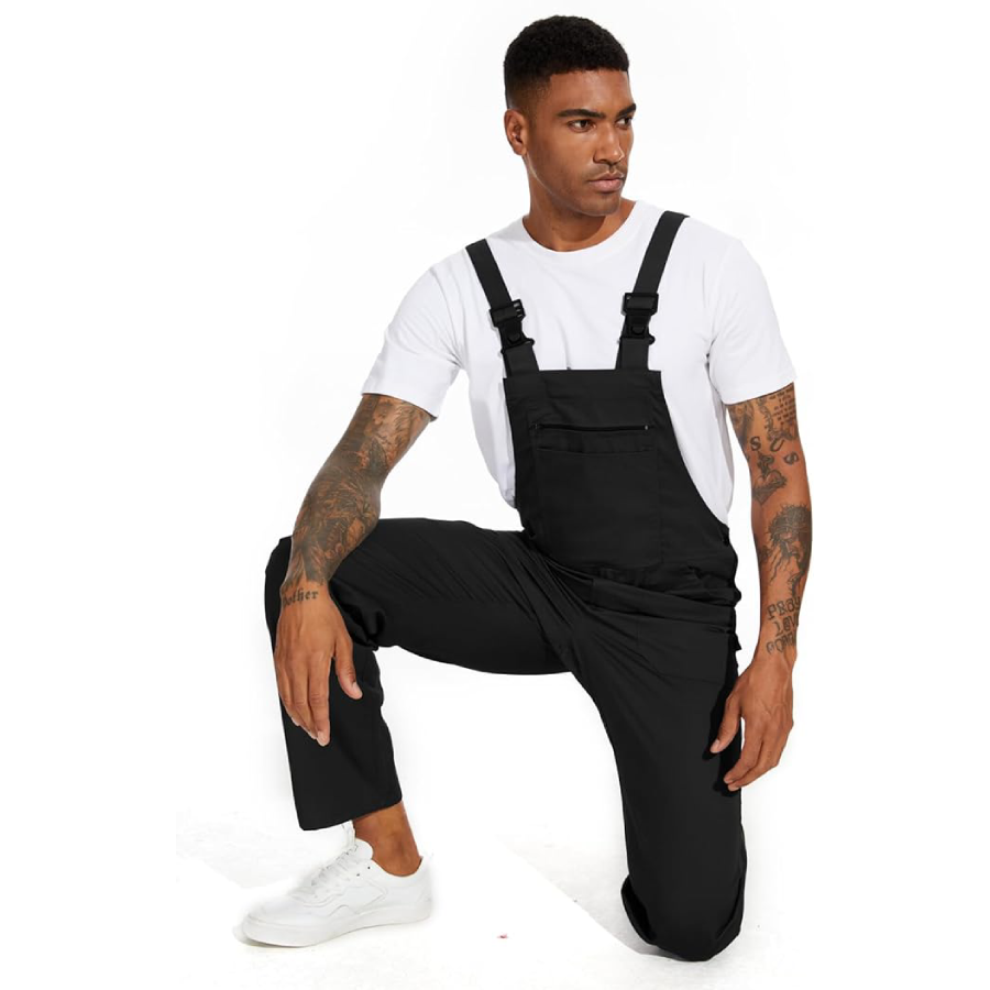 WORK IDEA Men's Bib Overalls Workwear Fashion Lightweight Jumpsuit with Pockets