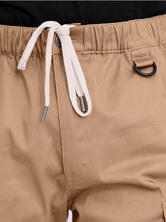 WORK IDEA Men's Cargo Shorts Cotton Drawstring Stretch Short Relaxed Fit