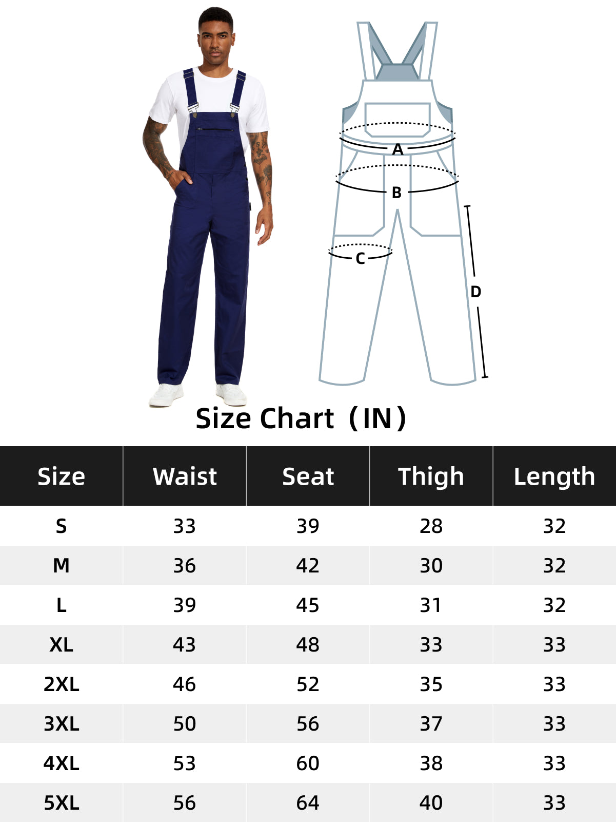 Salopette da lavoro da uomo WORK IDEA alla moda, leggera, con tasche