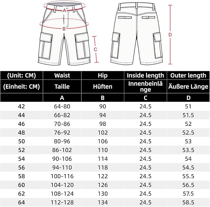 WORK IDEA Men's Stretch Work Shorts with Numerous Pockets and Tool Pockets