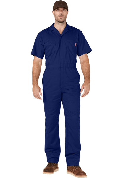 WORK IDEA Men's Short Sleeve Work Coverall - Lightweight Jumpsuit Elastic Waist with Multi Pockets