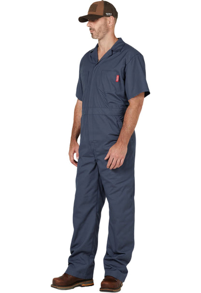 WORK IDEA Men's Short Sleeve Work Coverall - Lightweight Jumpsuit Elastic Waist with Multi Pockets