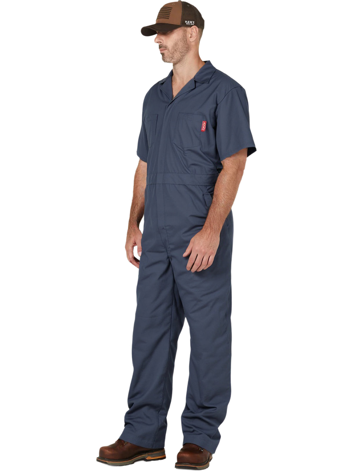WORK IDEA Men's Short Sleeve Work Coverall - Lightweight Jumpsuit Elastic Waist with Multi Pockets