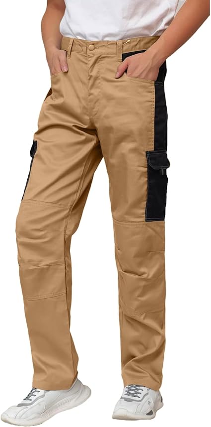WORK IDEA Mens Work Trousers - Camouflage Trousers Mens Cargo Trousers with Inside Knee Pockets