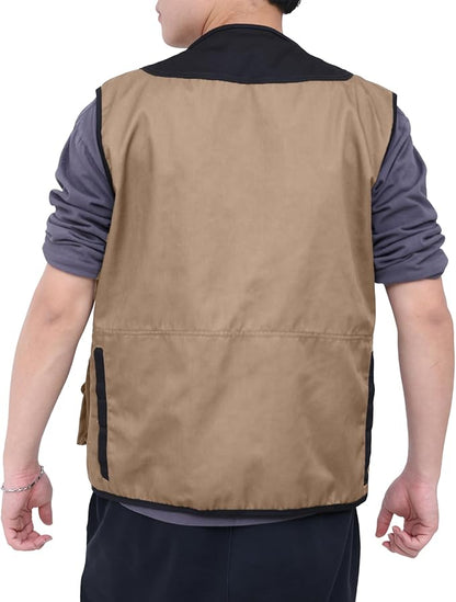 WORK IDEA Men's Outdoor Work Vest Multi-Pocket Fishing Vest Light Field Vest Camouflage Vest Summer Multifunctional Vest Breathable Fishing Vest