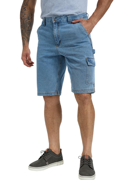 WORK IDEA Men's Cargo Denim Work Shorts, Relaxed Fit, Heavy Duty Cotton, Multiple Pockets and Durable Fabric