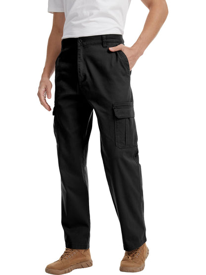 WORK IDEA Men's Stretch Cargo Pants, Relaxed Fit Flex Cotton Utility Trousers with 6 Pockets for Work, Outdoor & Travel