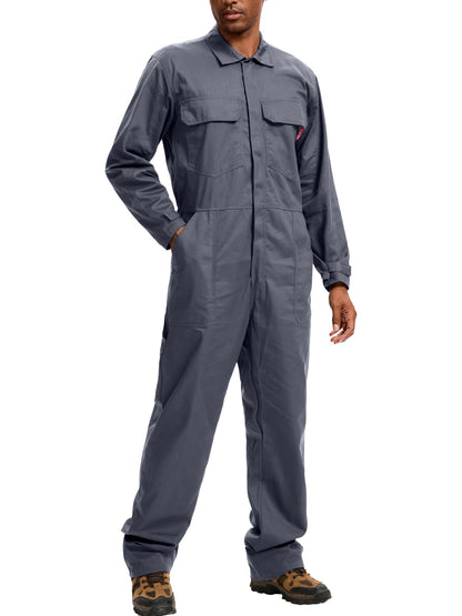 WORK IDEA Men's Coveralls Long Sleeve 100% Cotton Twill Workwear Jumpsuit Relaxed Fit