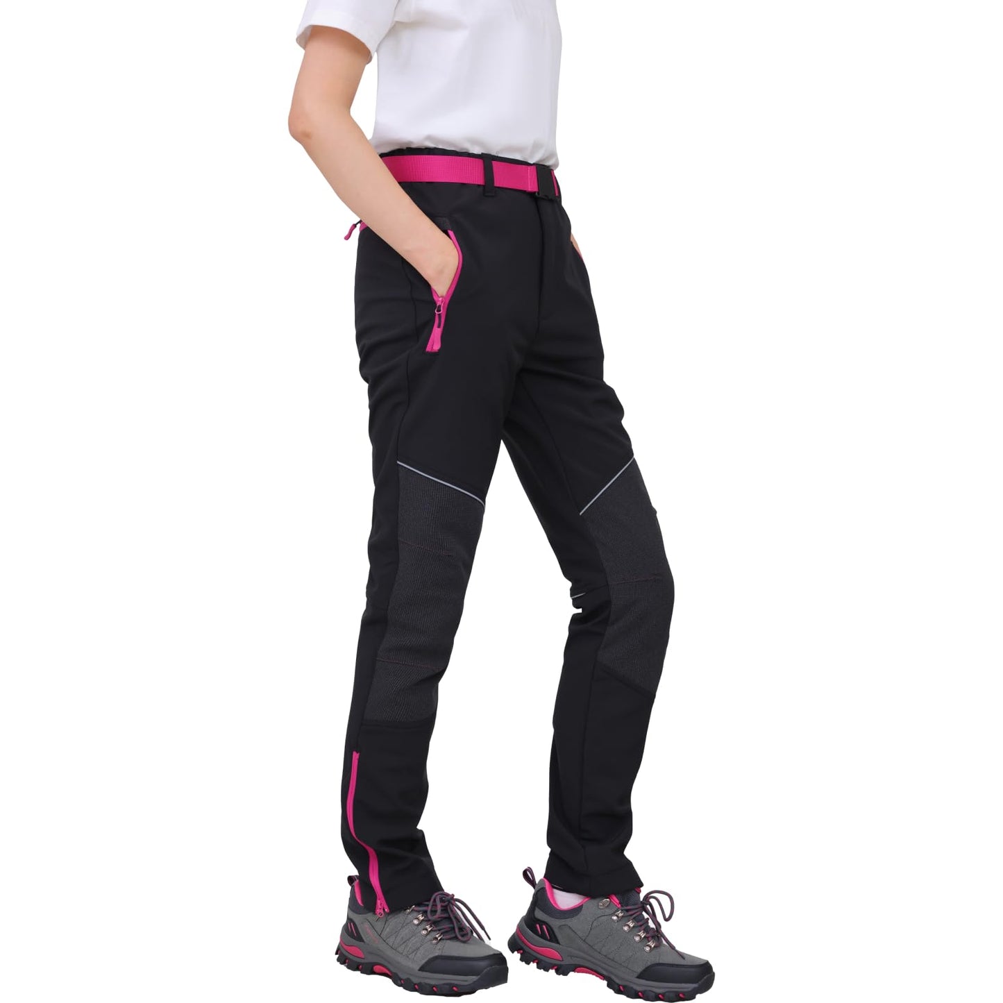 WORK IDEA Women's Outdoor Trousers for Demanding Hikes, Waterproof Material, Elastic Fit, Winter Warmth, Contrast Colour Zippers and More