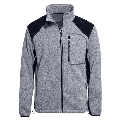 WORK IDEA Men's Knitted Fleece Jacket, Fleece Cardigan, Breathable Outdoor Fleece Jackets for Men, Warm and Lightweight Knitted Fleece Jacket with Zip