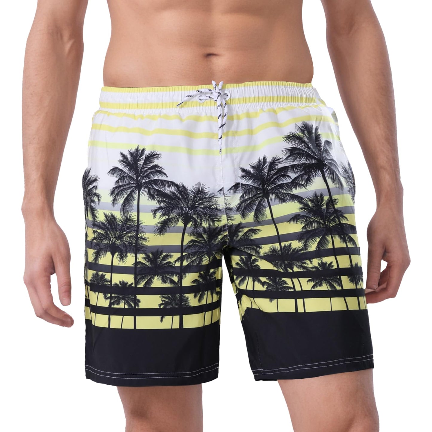 WORK IDEA Men's Quick-Drying Swimming Trunks with Print 100% Polyester - Summer Beach Board Shorts