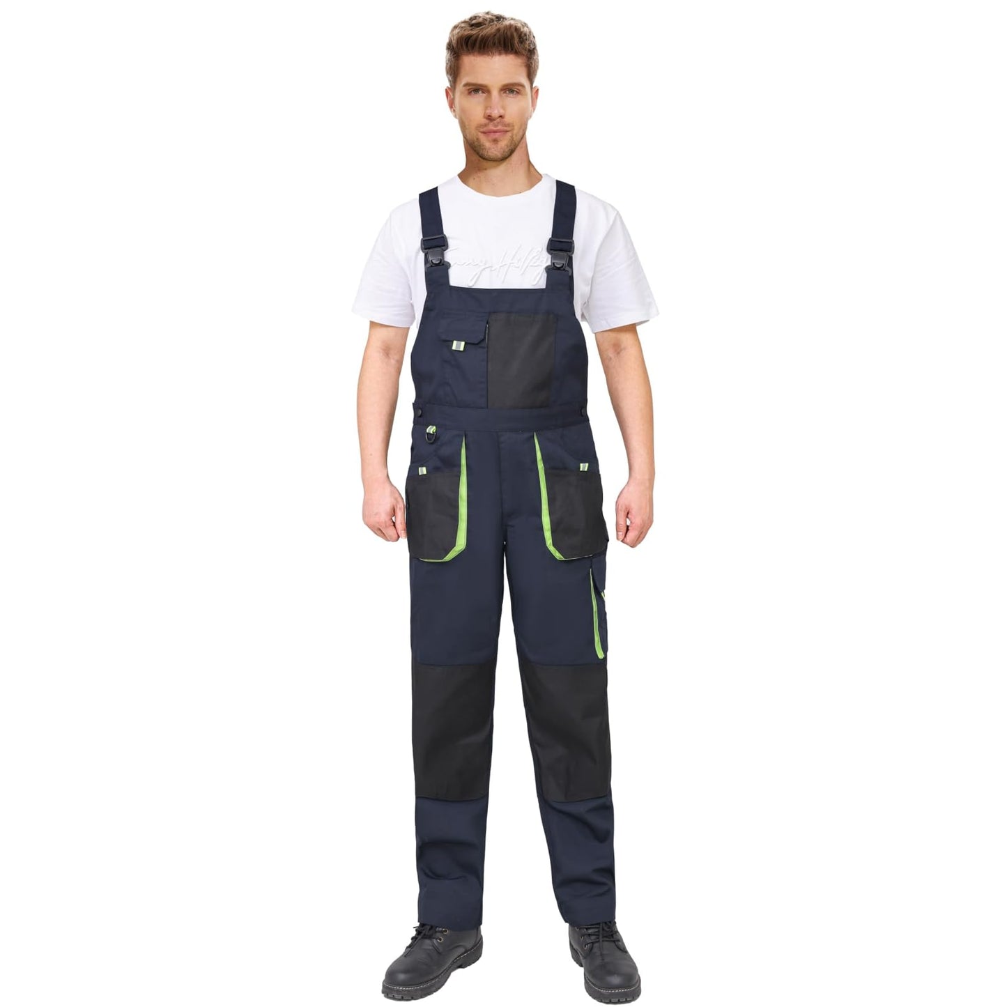 WORK IDEA Mens Work Dungarees Oxford Knee Pockets Durable Canvas