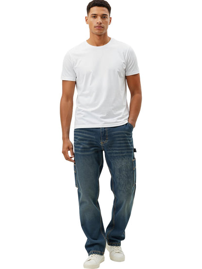 WORK IDEA Men’s Heavy-Duty Carpenter Work Jeans - Cotton Denim with Multiple Utility Pockets & Hammer Loop
