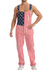 WORK IDEA Men's American Flag Overalls - 250th Anniversary Patriotic USA Stretch Cotton Bibs 4th of July