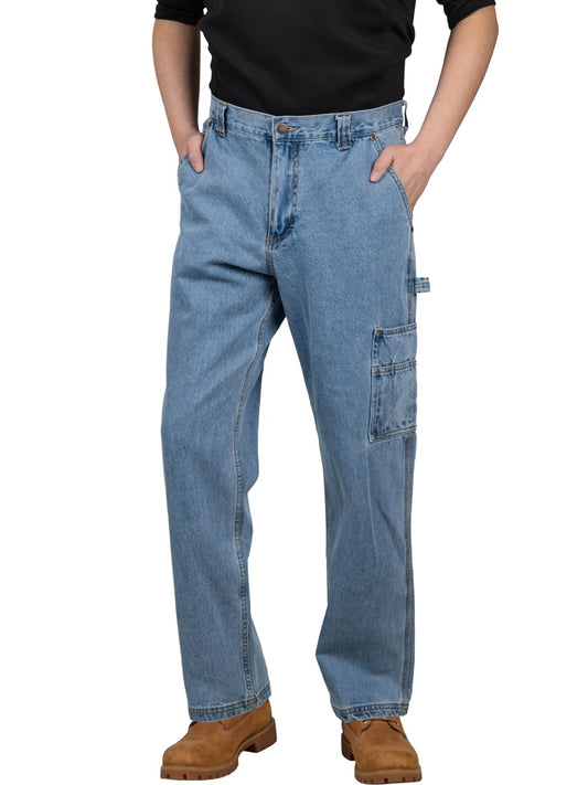 WORK IDEA Men’s Heavy-Duty Carpenter Work Jeans - Cotton Denim with Multiple Utility Pockets & Hammer Loop