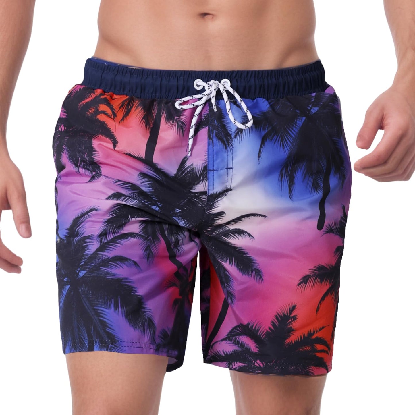 WORK IDEA Men's Quick-Drying Swimming Trunks with Print 100% Polyester - Summer Beach Board Shorts
