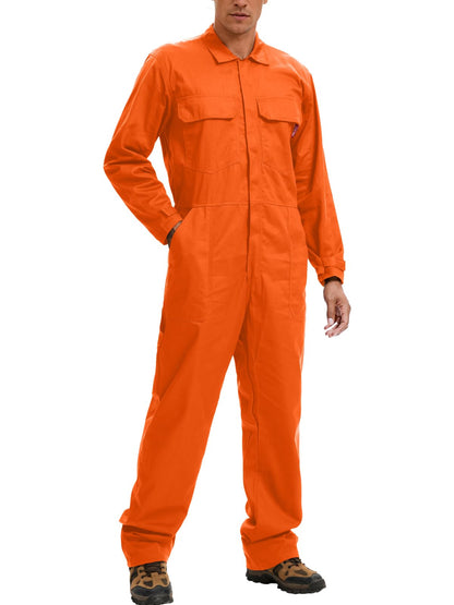 WORK IDEA Men's Coveralls Long Sleeve 100% Cotton Twill Workwear Jumpsuit Relaxed Fit