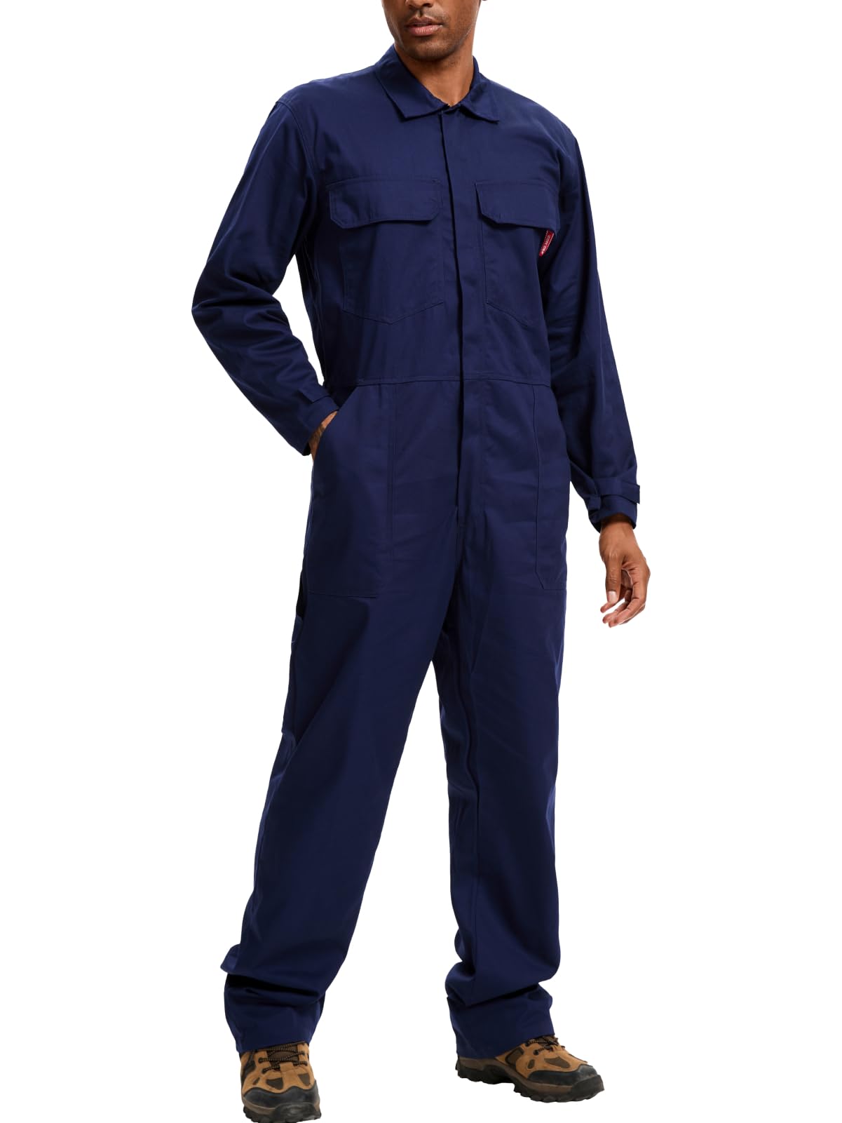 WORK IDEA Men's Coveralls Long Sleeve 100% Cotton Twill Workwear Jumpsuit Relaxed Fit