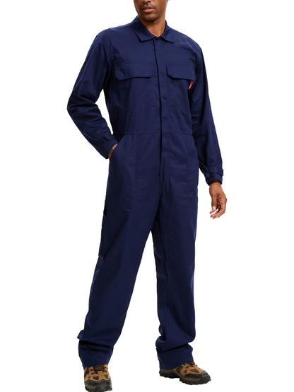 WORK IDEA Men's Coveralls Long Sleeve 100% Cotton Twill Workwear Jumpsuit Relaxed Fit