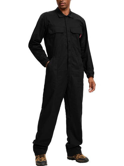 WORK IDEA Men's Coveralls Long Sleeve 100% Cotton Twill Workwear Jumpsuit Relaxed Fit